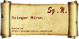 Szinger Miron névjegykártya